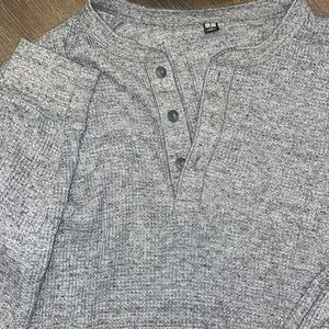 Gray Henley Waffle Shirt